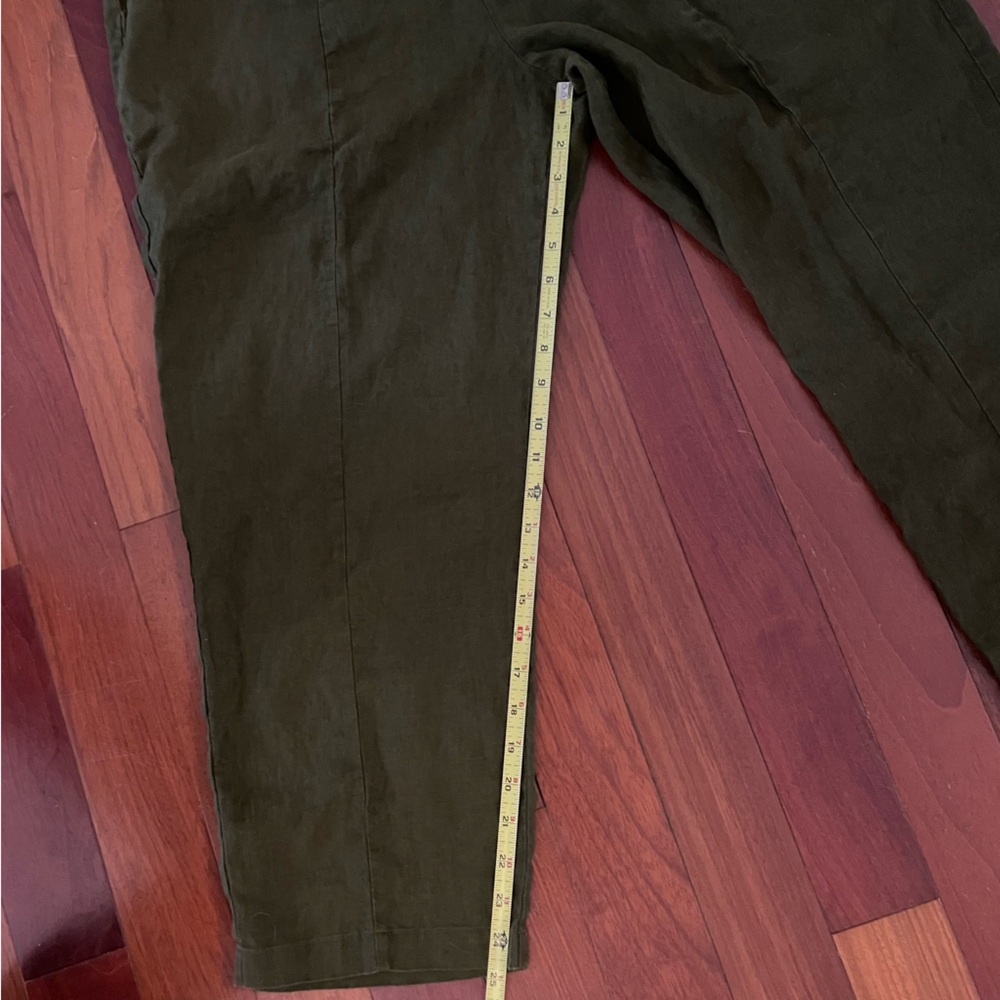 Quince 100% European Linen Tapered Ankle Pants in Martini Olive Color Size XL - Picture 11 of 13